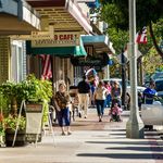 People walking downtown