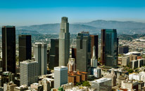 Los Angeles skyline in Southern California.