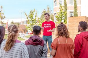 Student giving a campus tour