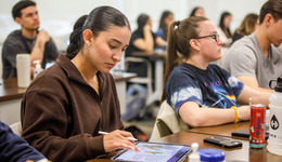 Two students in a classroom