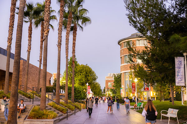 Chapman University campus at dusk