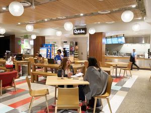 A busy food court.