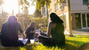 students on the grass