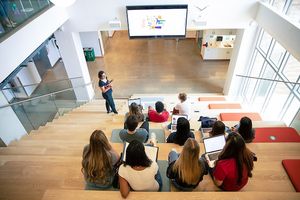 Students watching a presentation