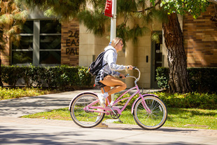 student on bike