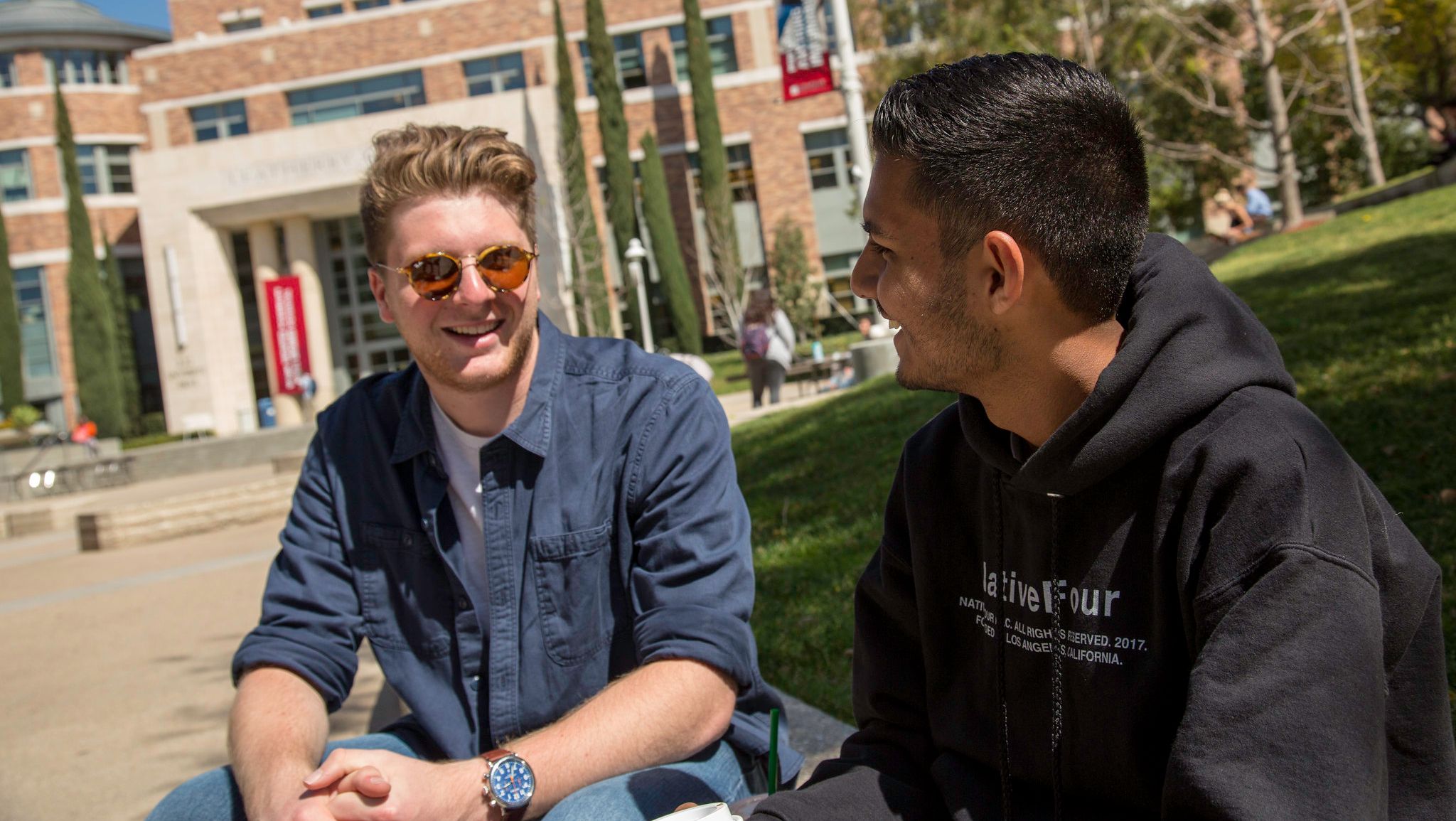 Chapman students outside Schmid Gate