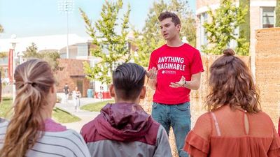 Chapman student giving a tour