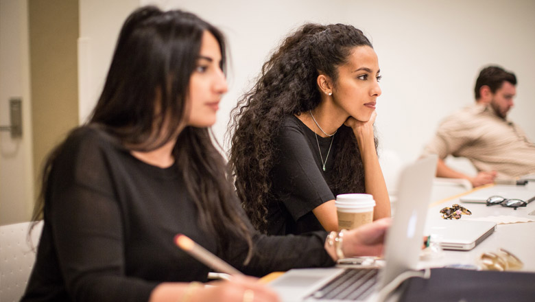 Business students in class at Chapman University