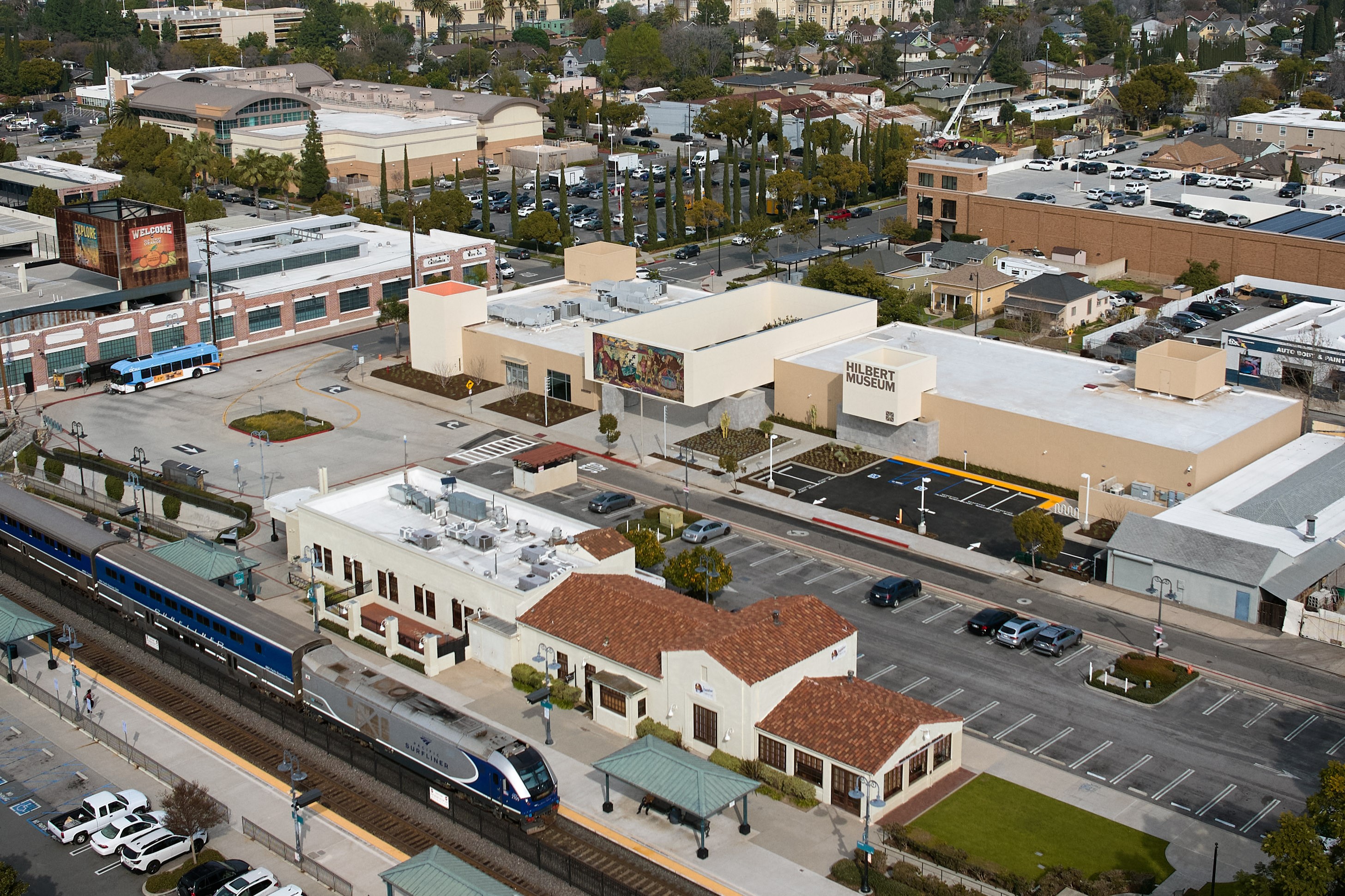 Aerial view of Hilbert Museum and surrounding area