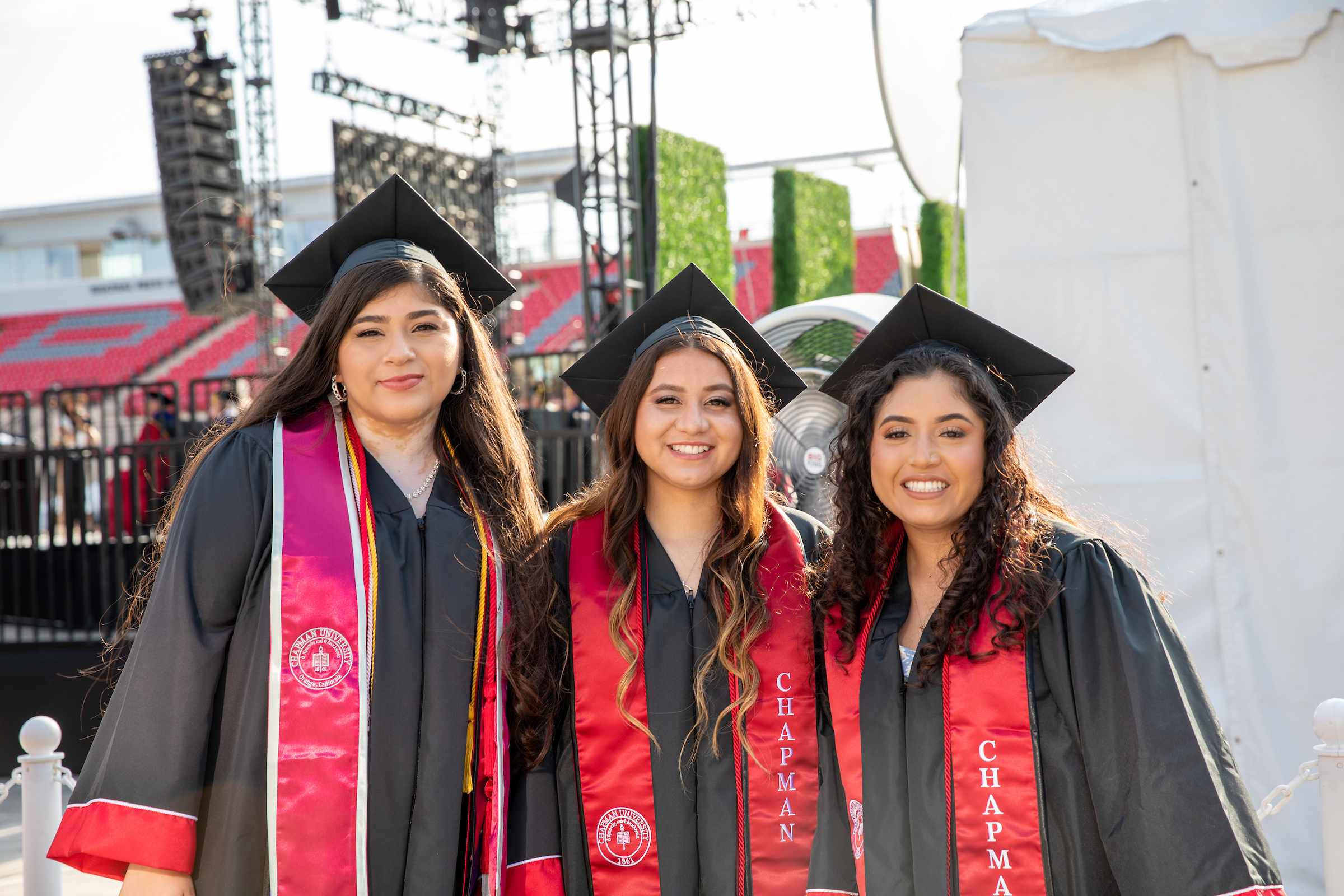 Women at Chapman University commencement ceremony