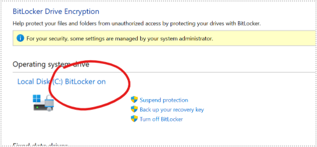 Screenshot of the bitlocker verification window.