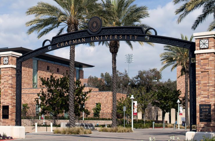 Picture of Schmid gate at Chapman University.