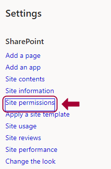 red box around the site permissions option under settings.