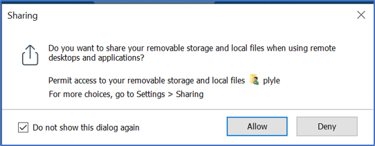 Screenshot of the sharing message pop up window