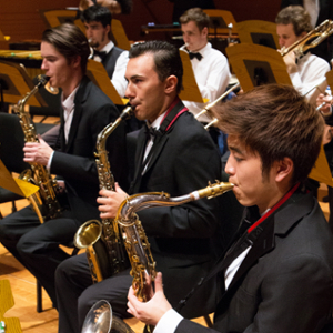 students playing the flute and trumpet