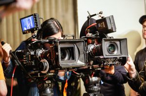 Students operating cameras