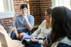 Students working in a classroom.