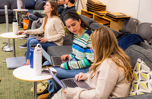 Students working in a classroom.