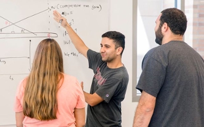 Chapman students working on a math problem