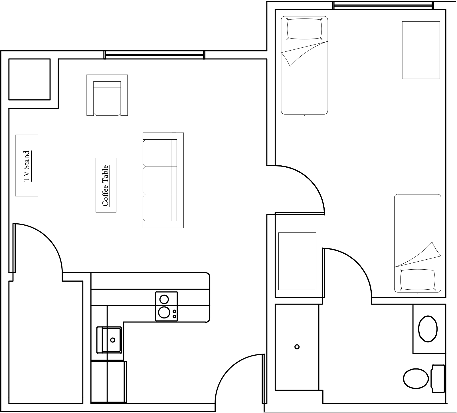 Glass Hall two-student floorplan