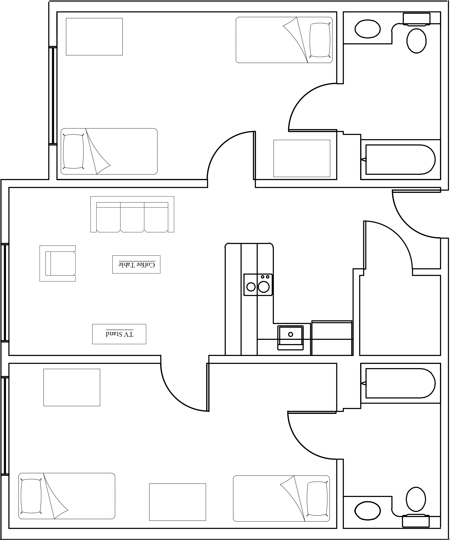 Glass Hall four-student floorplan