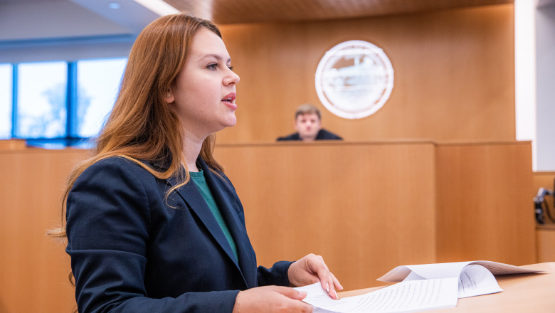 Students in courtroom