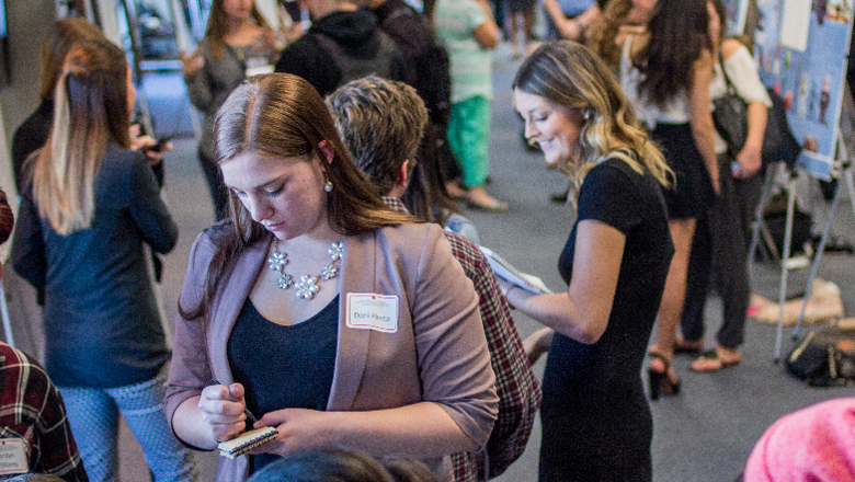 Chapman students at a research fair.