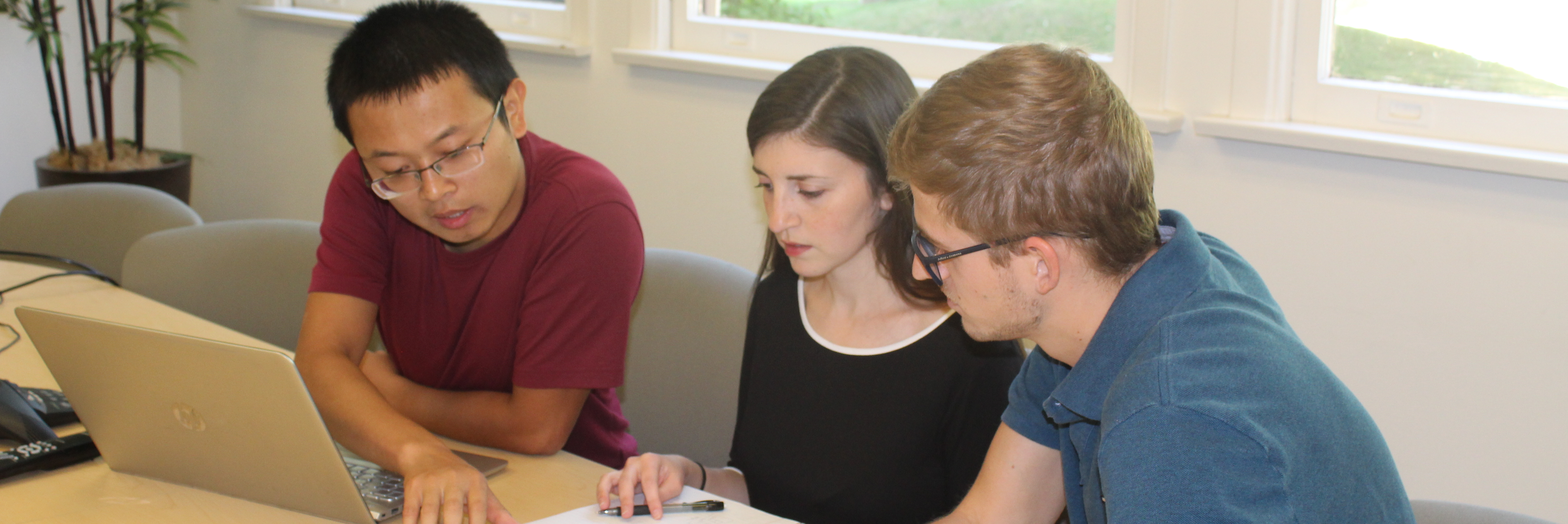 students studying in conference room