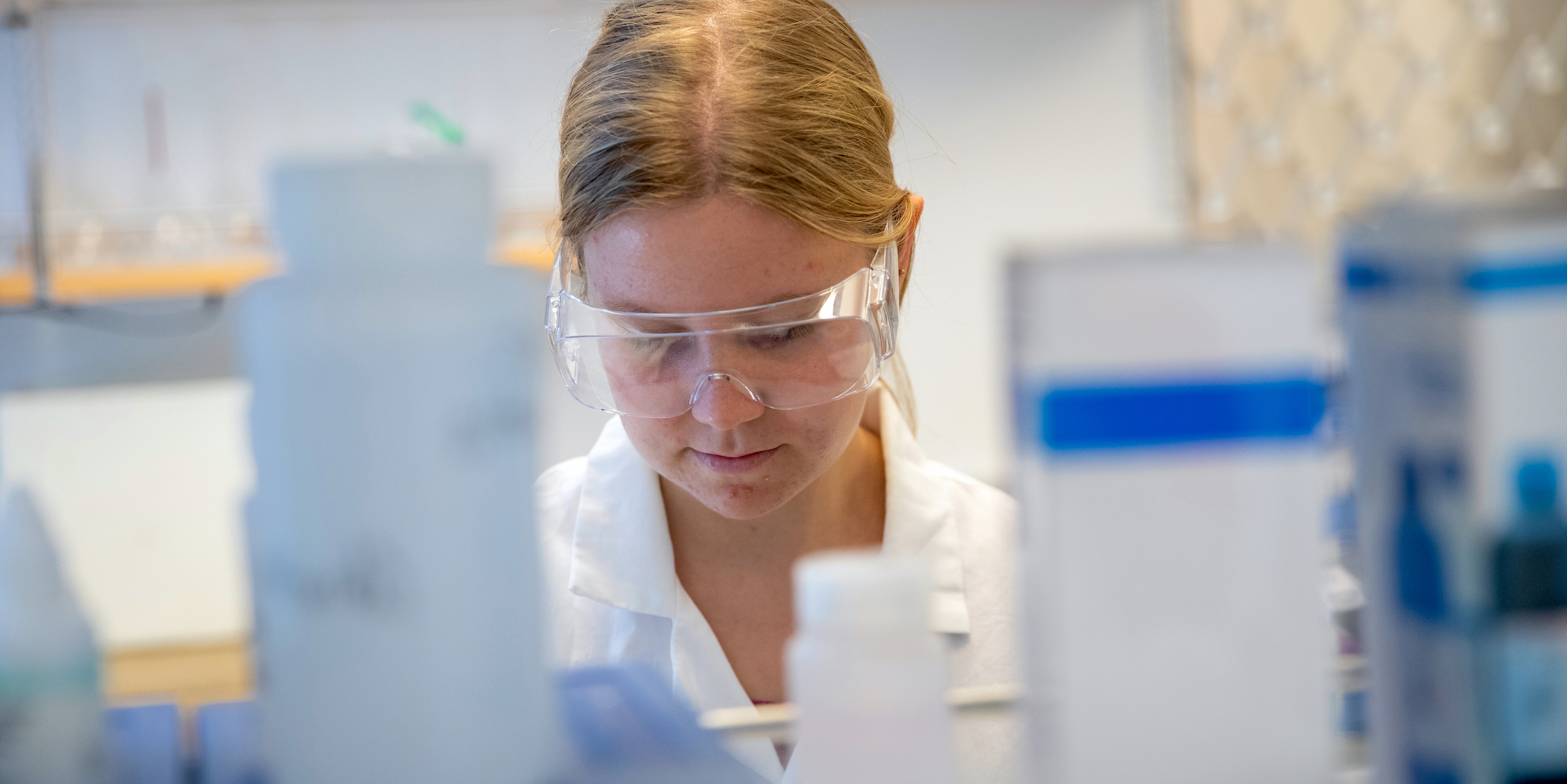 Student working in chemistry laboratory