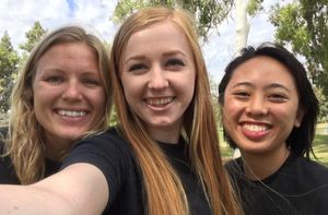 Three students who were involved in the Swamp Monsters research lab at Chapman.