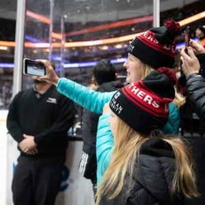 Chapman parent at a hockey game