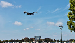 Cars driving from the airport