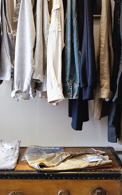 clothes hanging in a closet