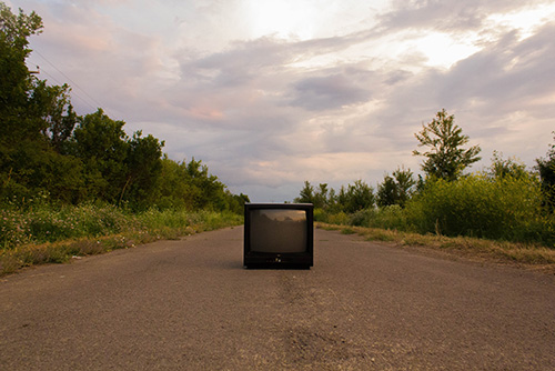 tv on a rural road