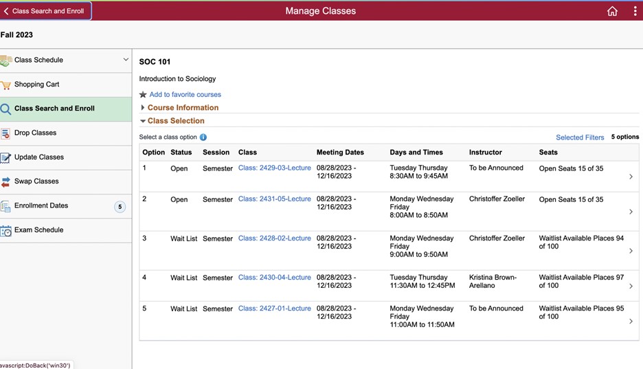 Managing Classes enrollment graphic